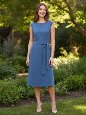 Dress Tells Midi Dress Cap Sleeve Self Tie Belt Size 10
